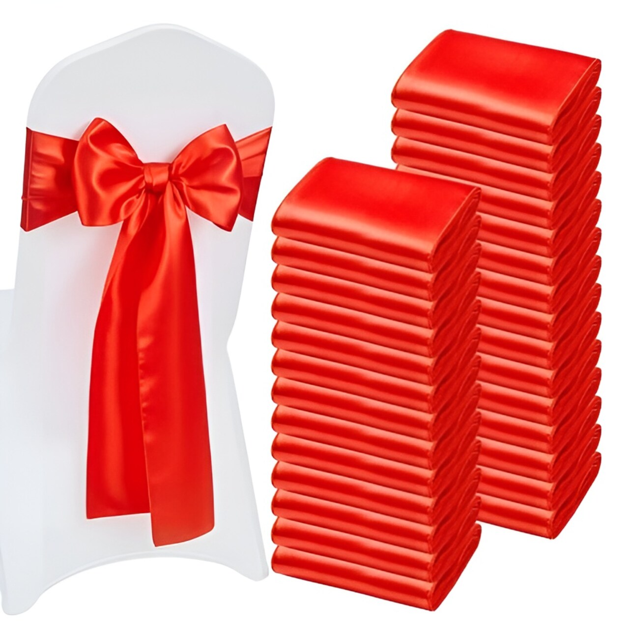Satin Chair Sashes Wedding Chair Bows Bulk Pack Decorative Chair Ties for Banquet Party Event Chairs